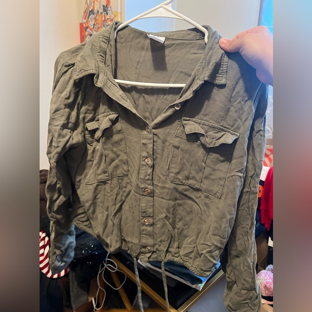 Olive green long sleeve top